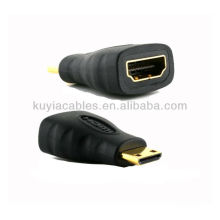 Macho mini HDMI chapado en oro a HDMI conector hembra del adaptador (tipo C) a (tipo A)